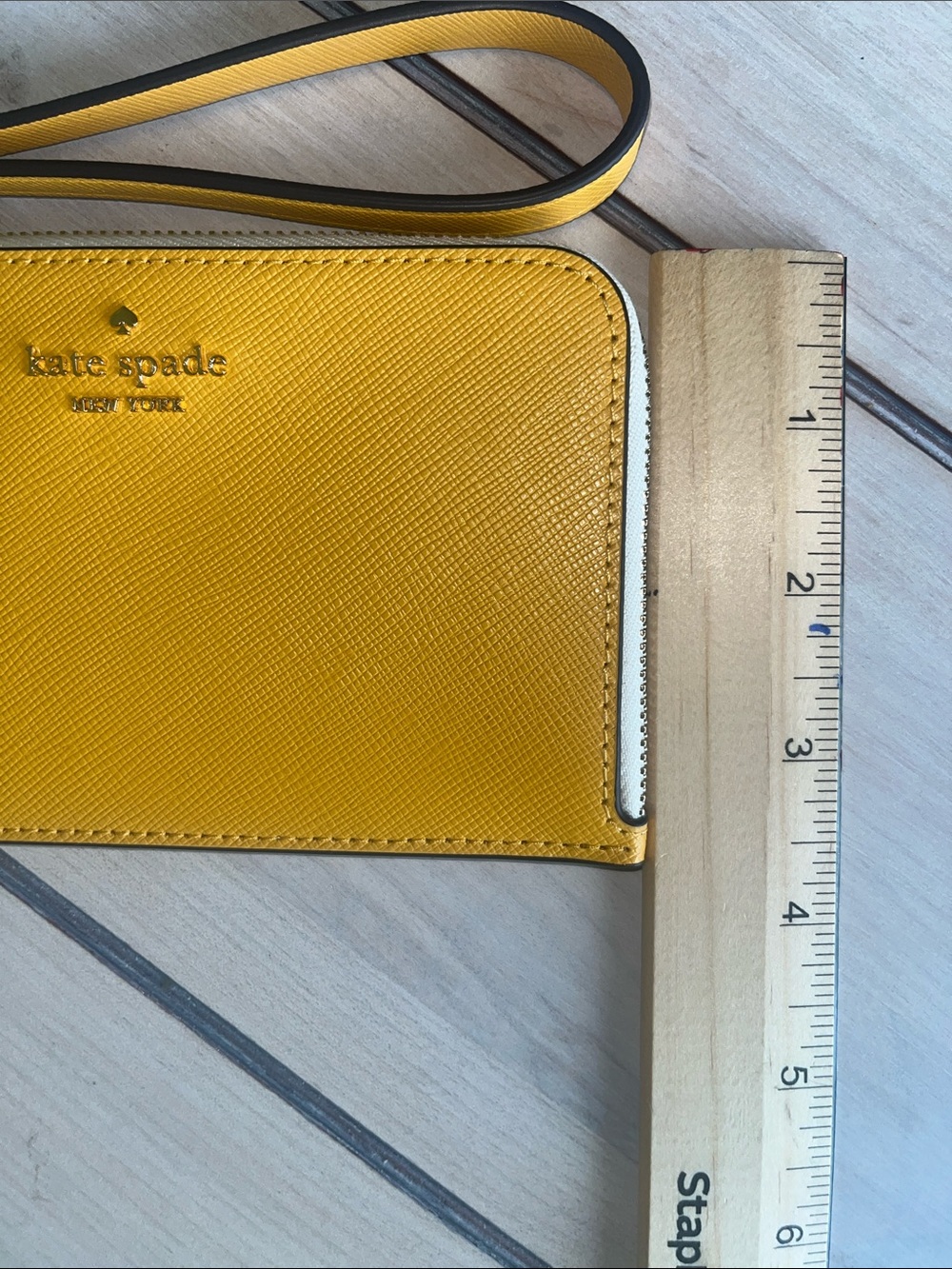 kate spade Lucy Bi-color corner zip Yellow Saffiano Wristlet Clutch - Picture 7 of 7